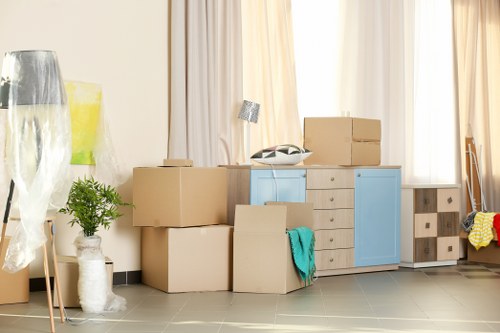 Boxes and belongings stored in a secure Botanybay storage unit