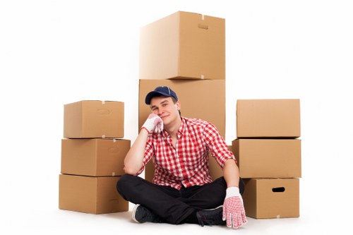 Packed boxes and labeled items ready for short-term storage in Botanybay